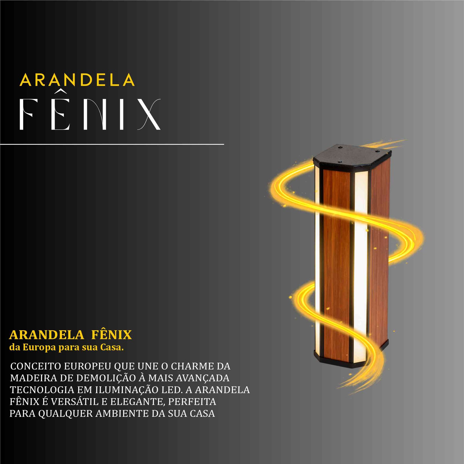 Arandela Fênix 18w Dois Focos de Madeira Maciça Rústica de Demolição