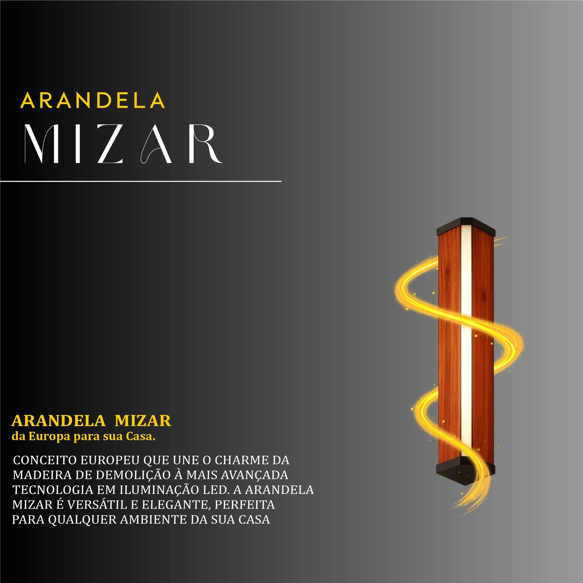 Arandela Led Mizar 9w Bivolt Um Foco de Madeira Maciça Rústica de Demolição