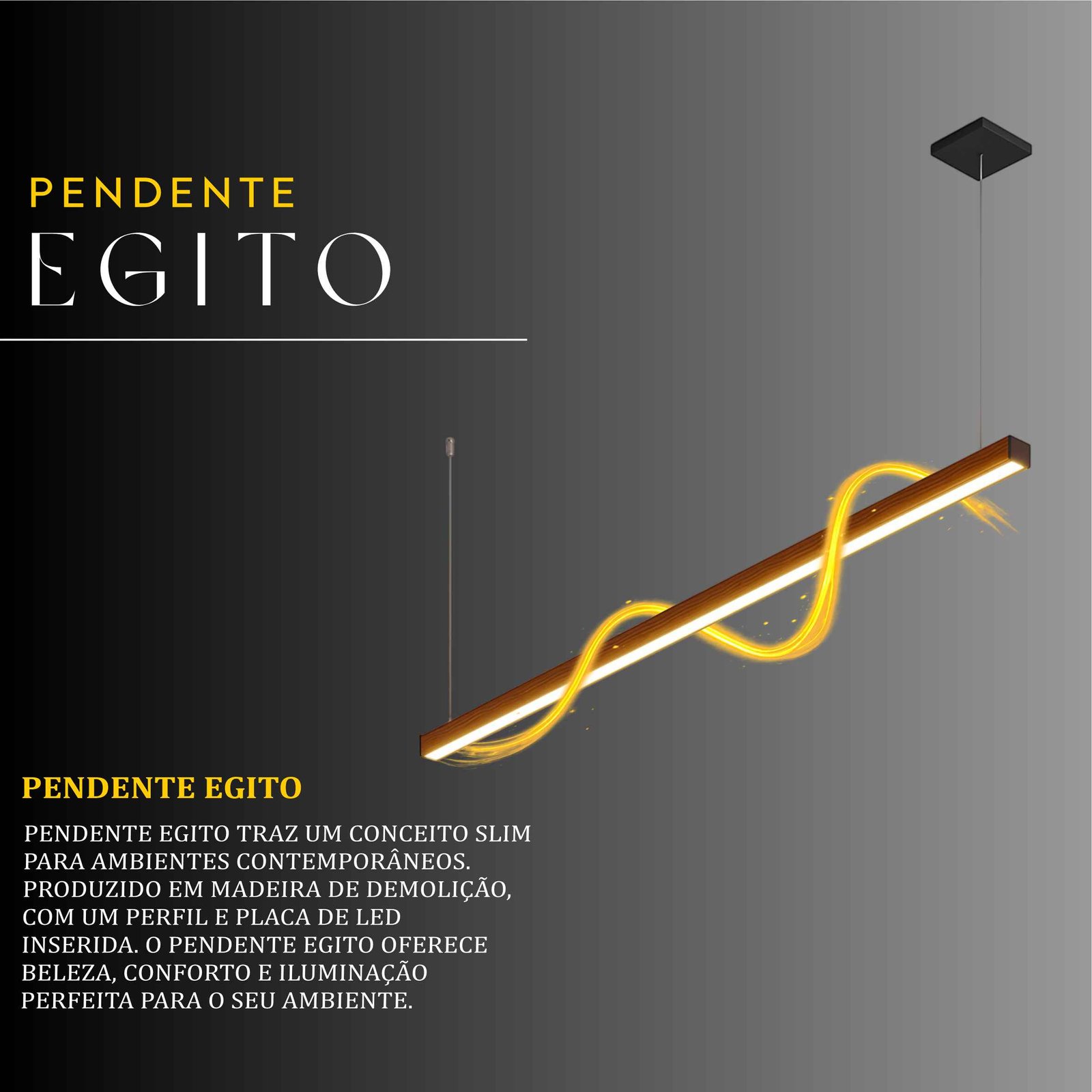 Pendente Led Egito 18w 2000lm Bivolt de Madeira Maciça Rústica de Demolição