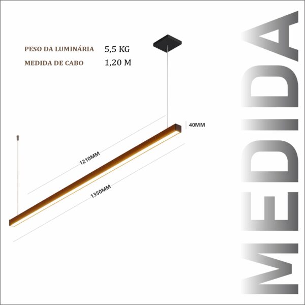 Pendente Led Egito 18w 2000lm Bivolt Madeira Maciça - Imagem 3