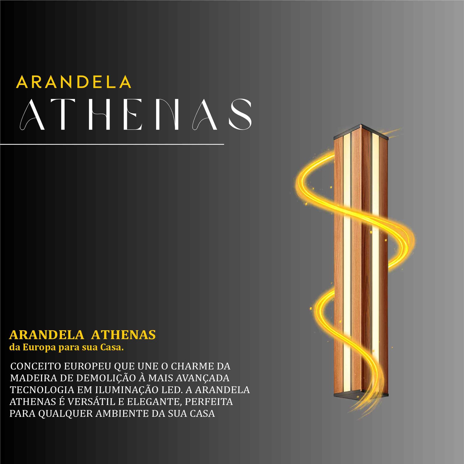 Arandela Led Athenas 18w Bivolt Dois Focos de Madeira Maciça Rústica de Demolição