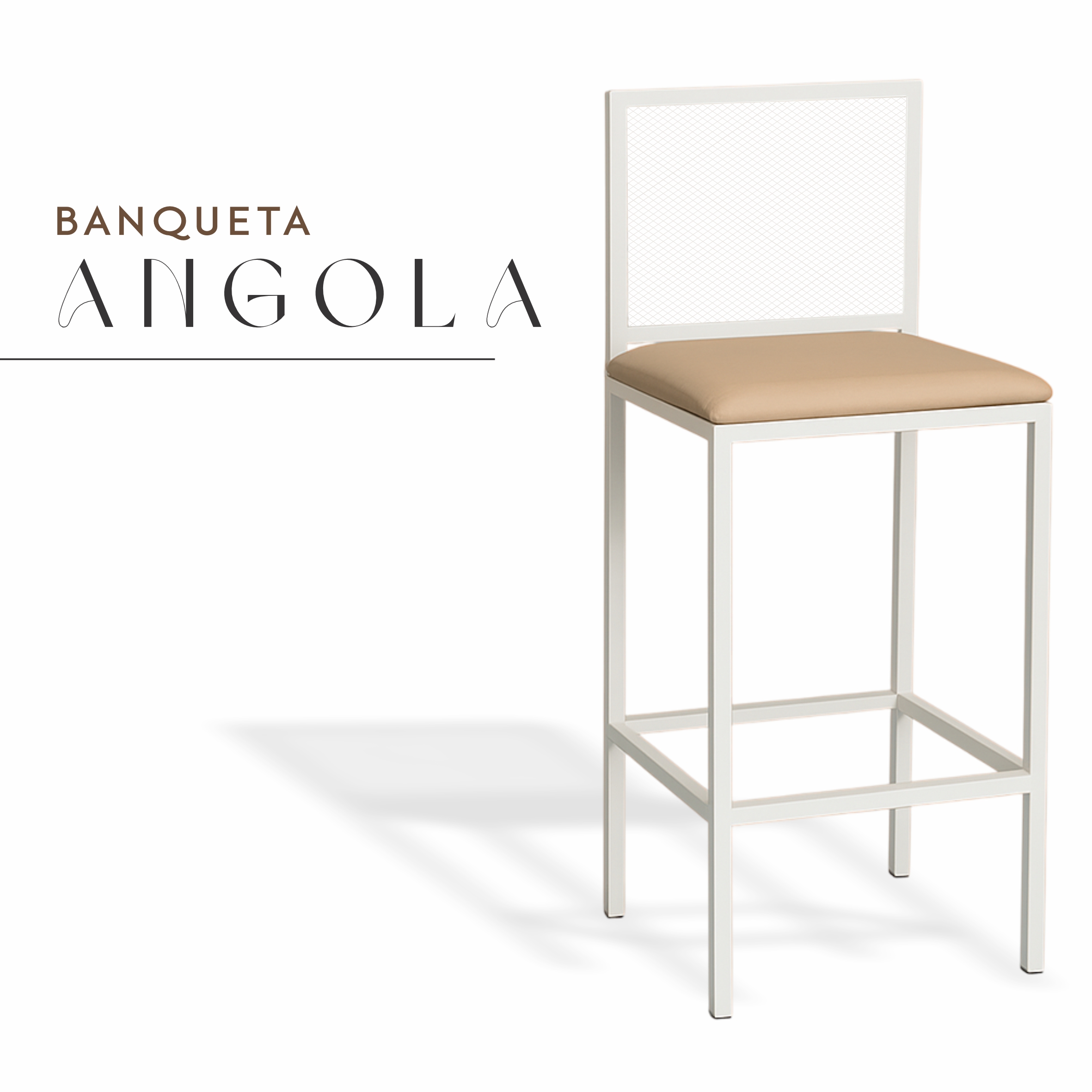 Banqueta Angola Branca Corino Caqui