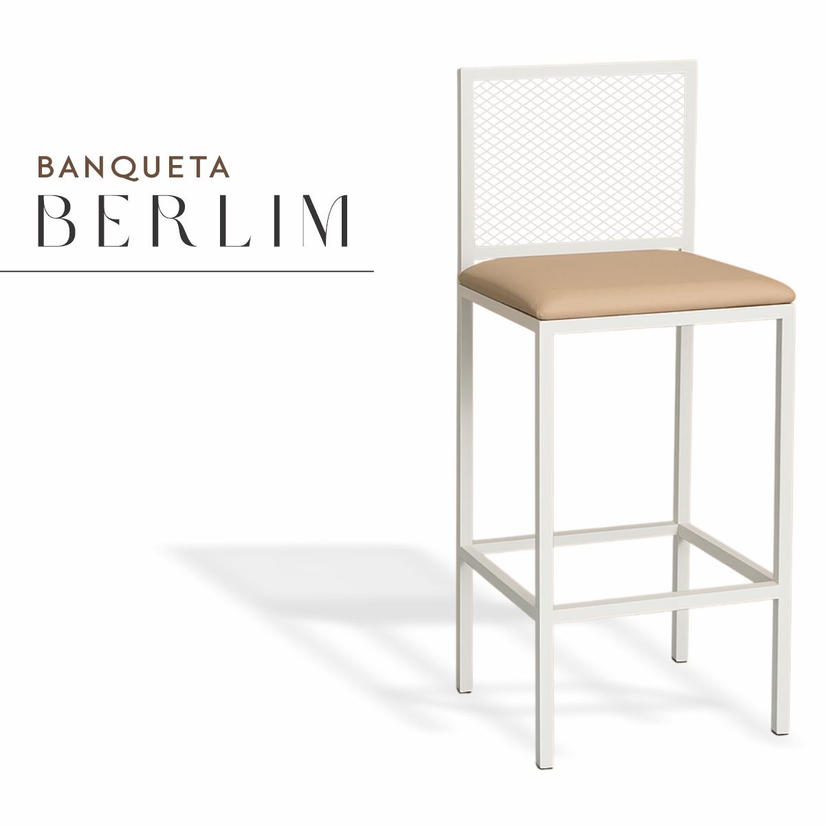Banqueta Berlim Branca Corino Caqui