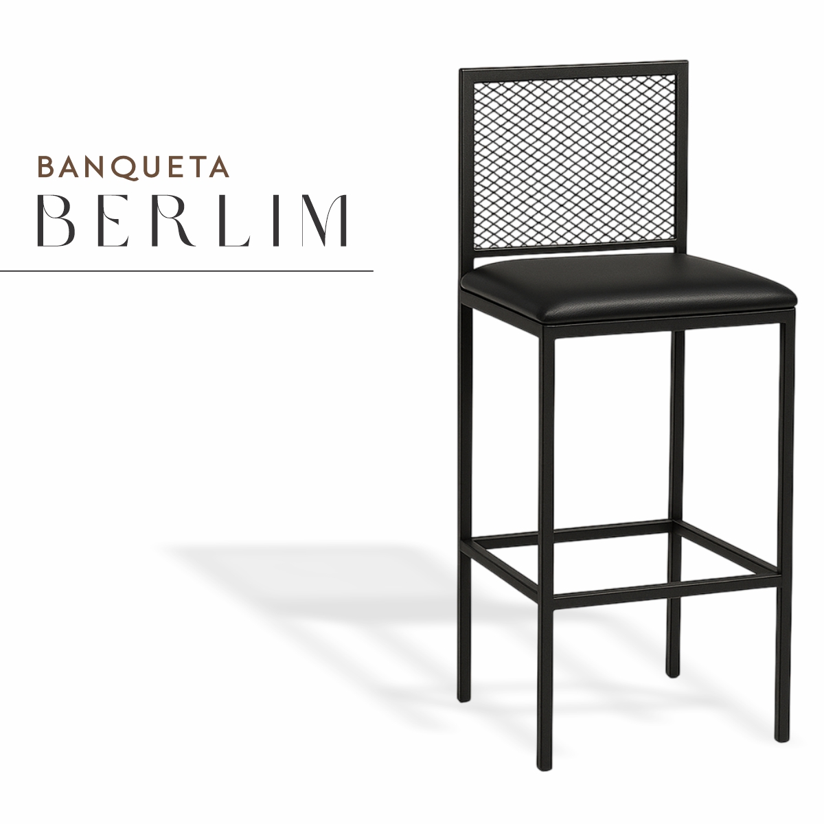 Banqueta Berlim Preto Corino Preto