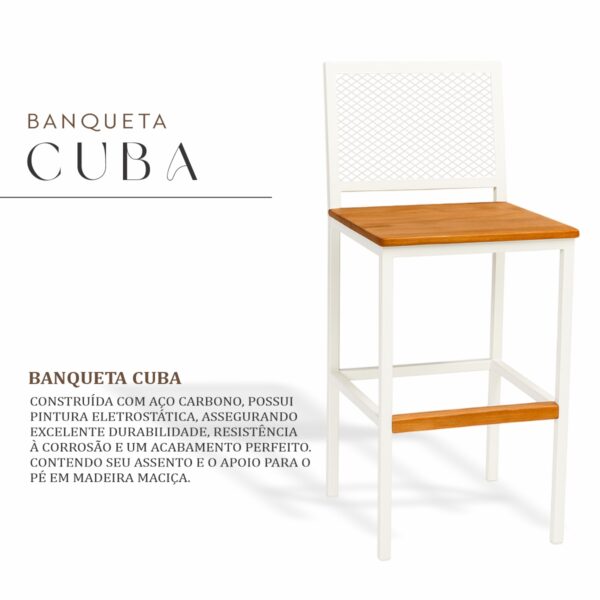 Banqueta Cuba Branca Assento Madeira Demolição - Imagem 2