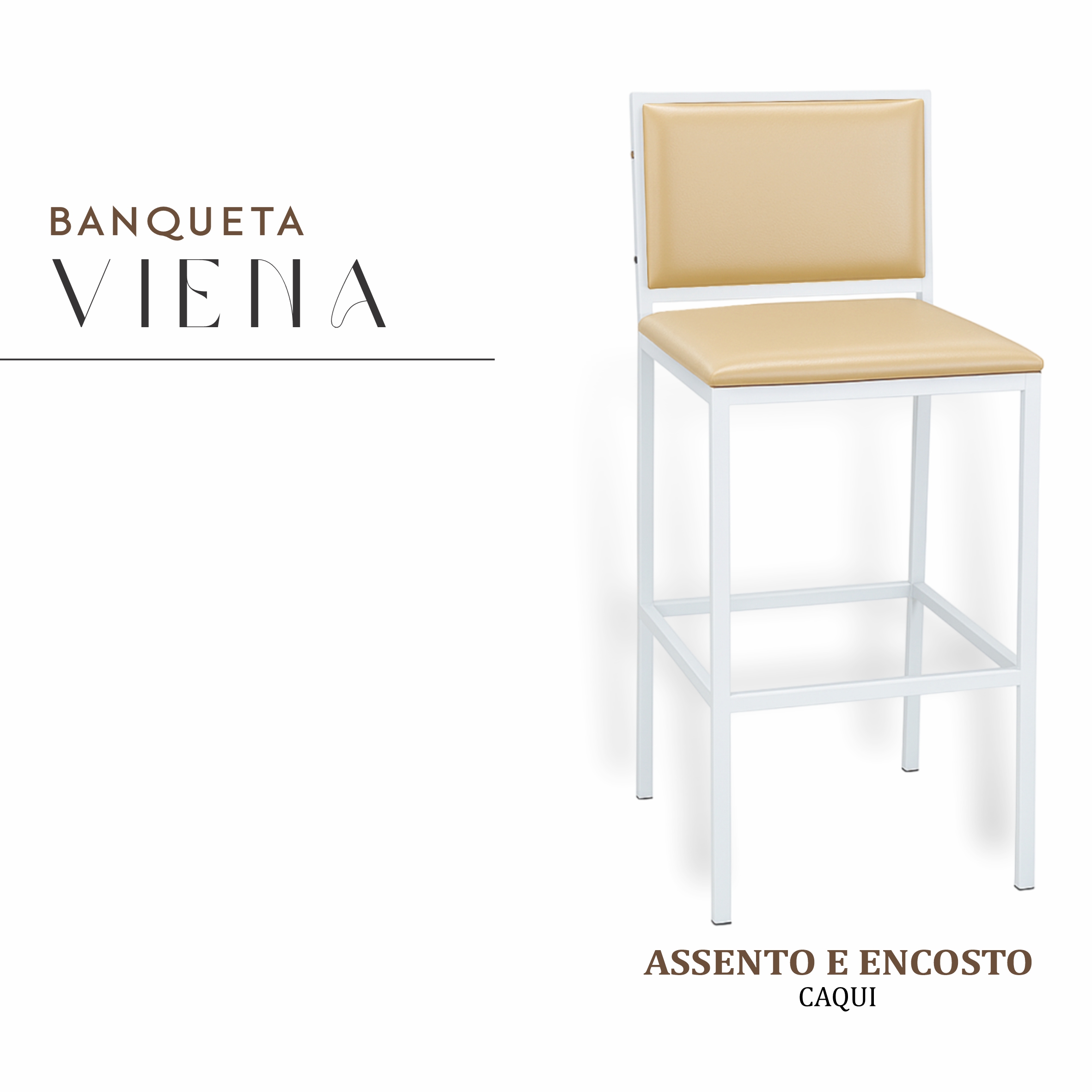 Banqueta Viena Branca Corino Caqui