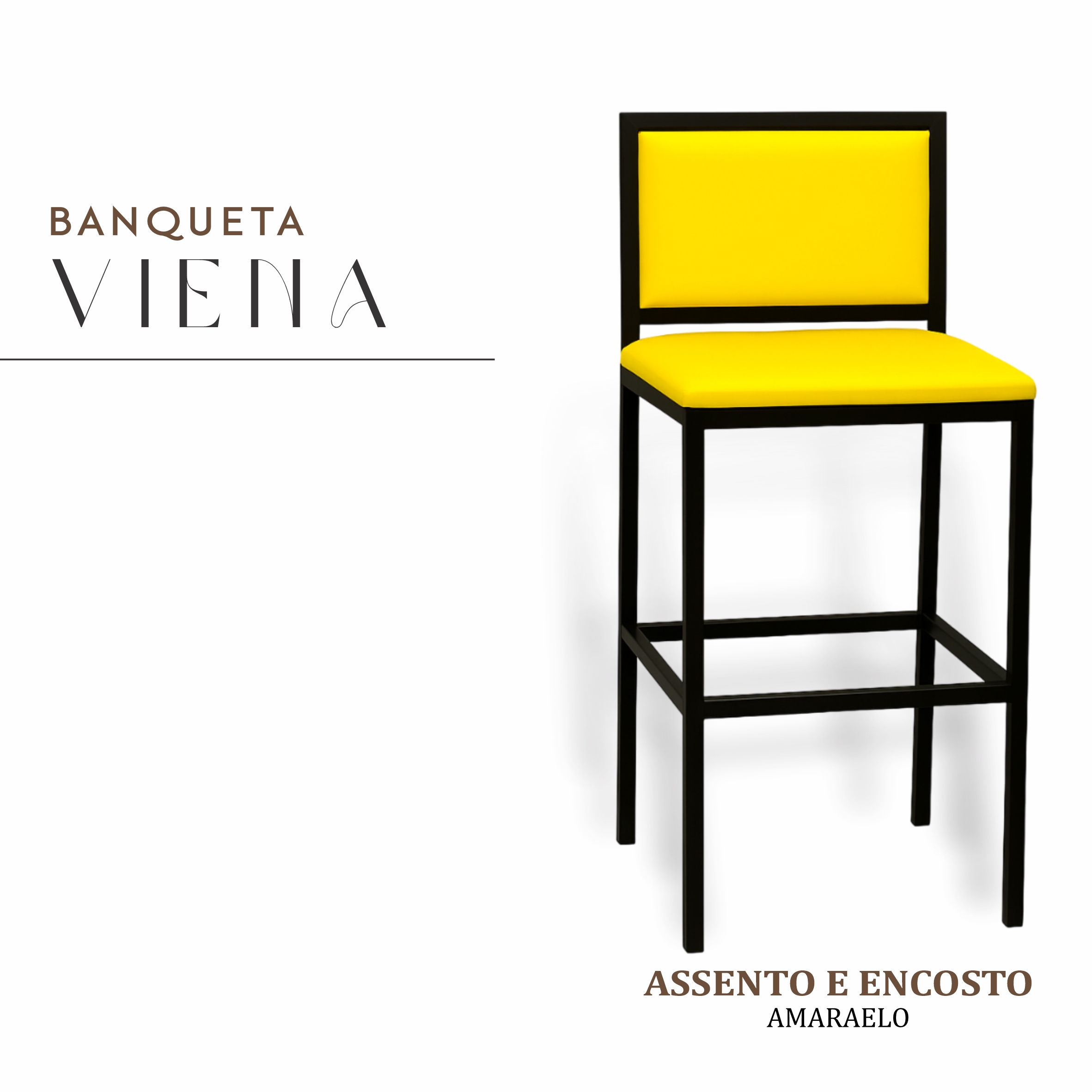 Banqueta Viena Preta Corino Amarelo