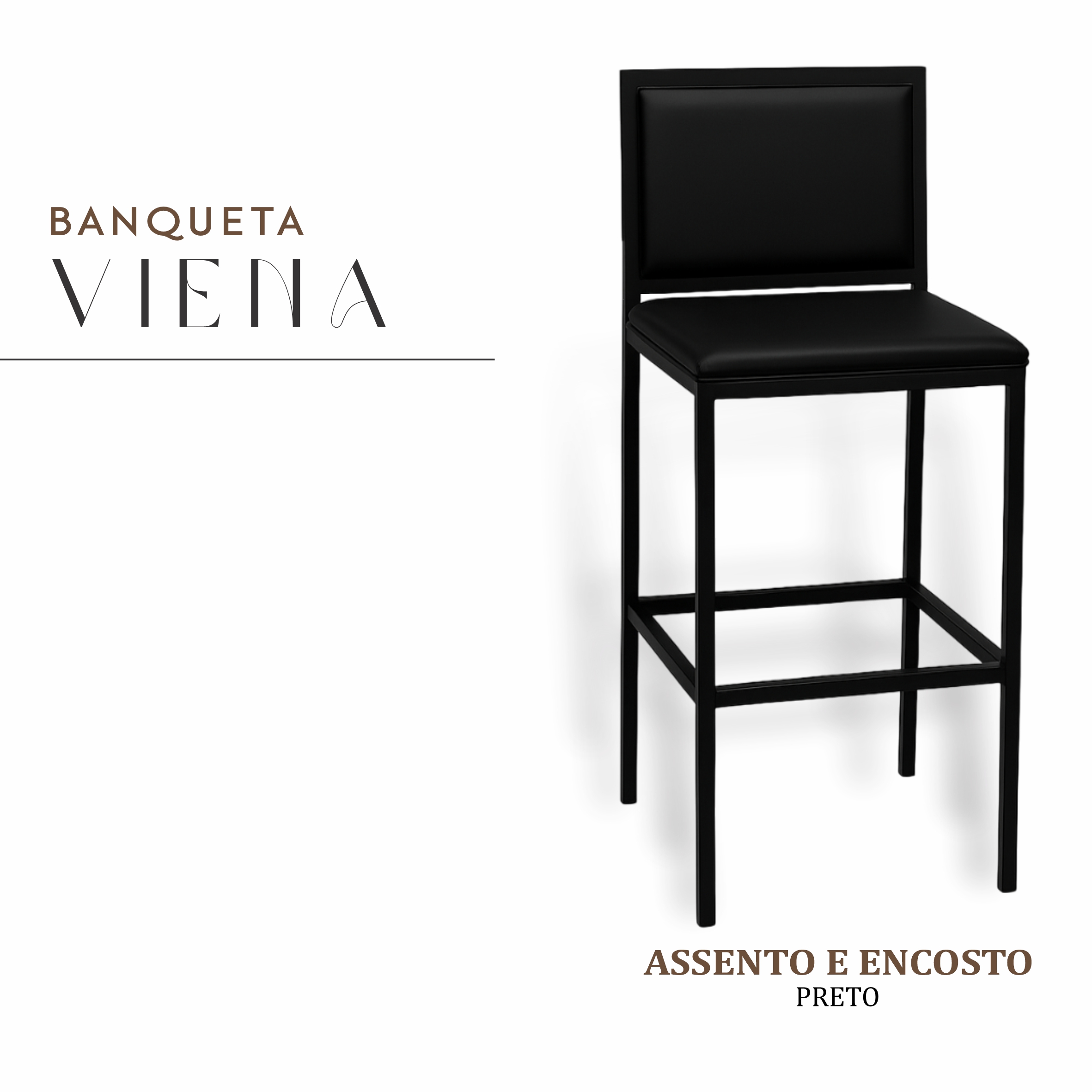 Banqueta Viena Preto Corino Preto