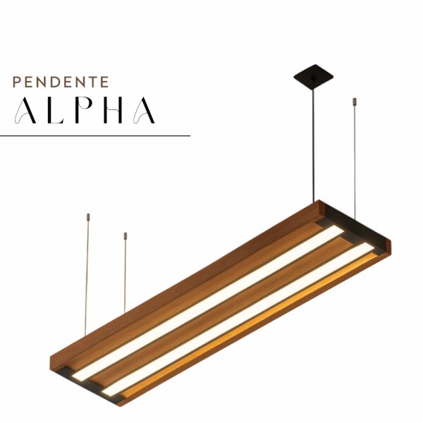 Pendente Led Alpha 72w 8000lm Bivolt Prancha de Madeira Maciça Rústica de Demolição