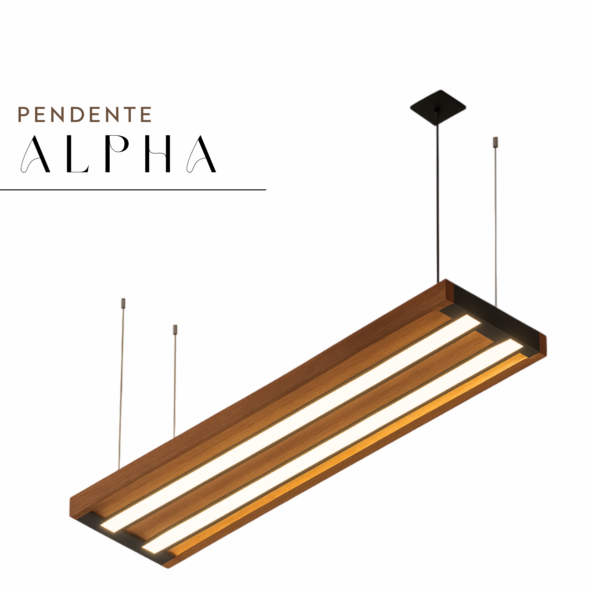 Pendente Led Alpha 72w 8000lm Bivolt Prancha de Madeira Maciça Rústica de Demolição