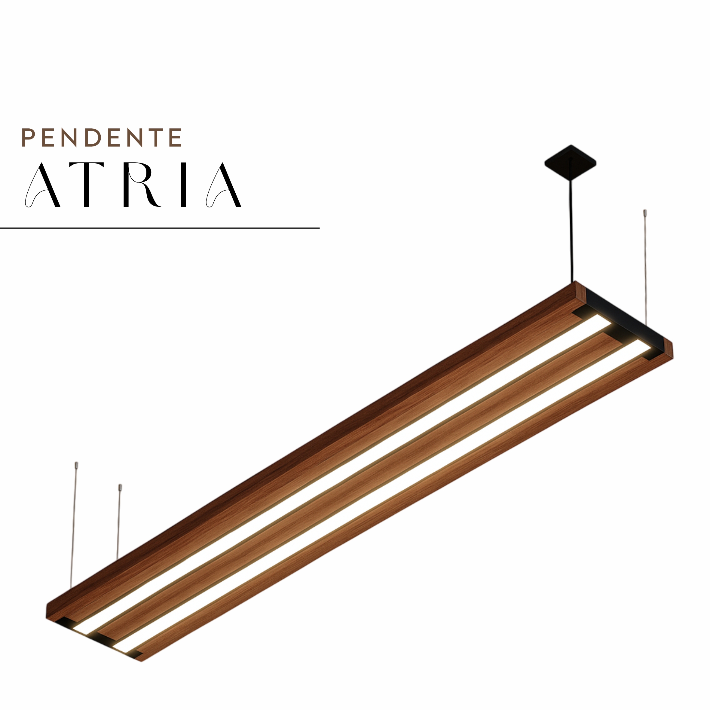 Pendente Led Atria 72w 8000lm Bivolt Prancha de Madeira Maciça Rústica de Demolição