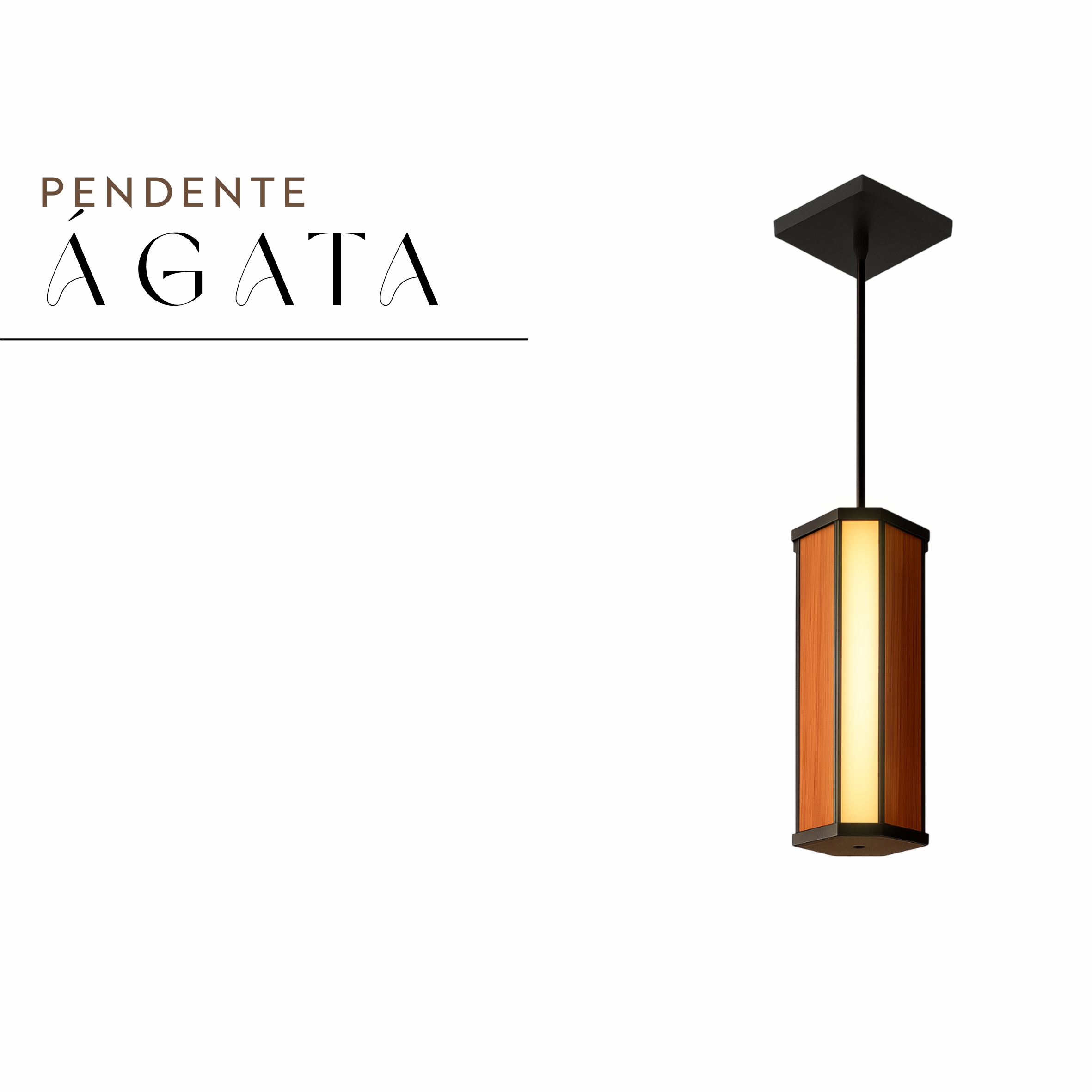 Pendente Led Ágata Canto 18w 2000lm Bivolt de Madeira Maciça Rústica de Demolição