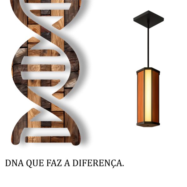 Pendente Led Ágata Canto 18w 2000lm Bivolt de Madeira Maciça Rústica de Demolição - Imagem 5