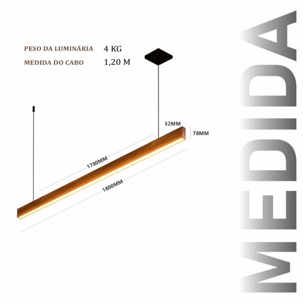 Pendente Led Cristal 28w 2800lm Bivolt de Madeira Maciça Rústica de Demolição - Imagem 3