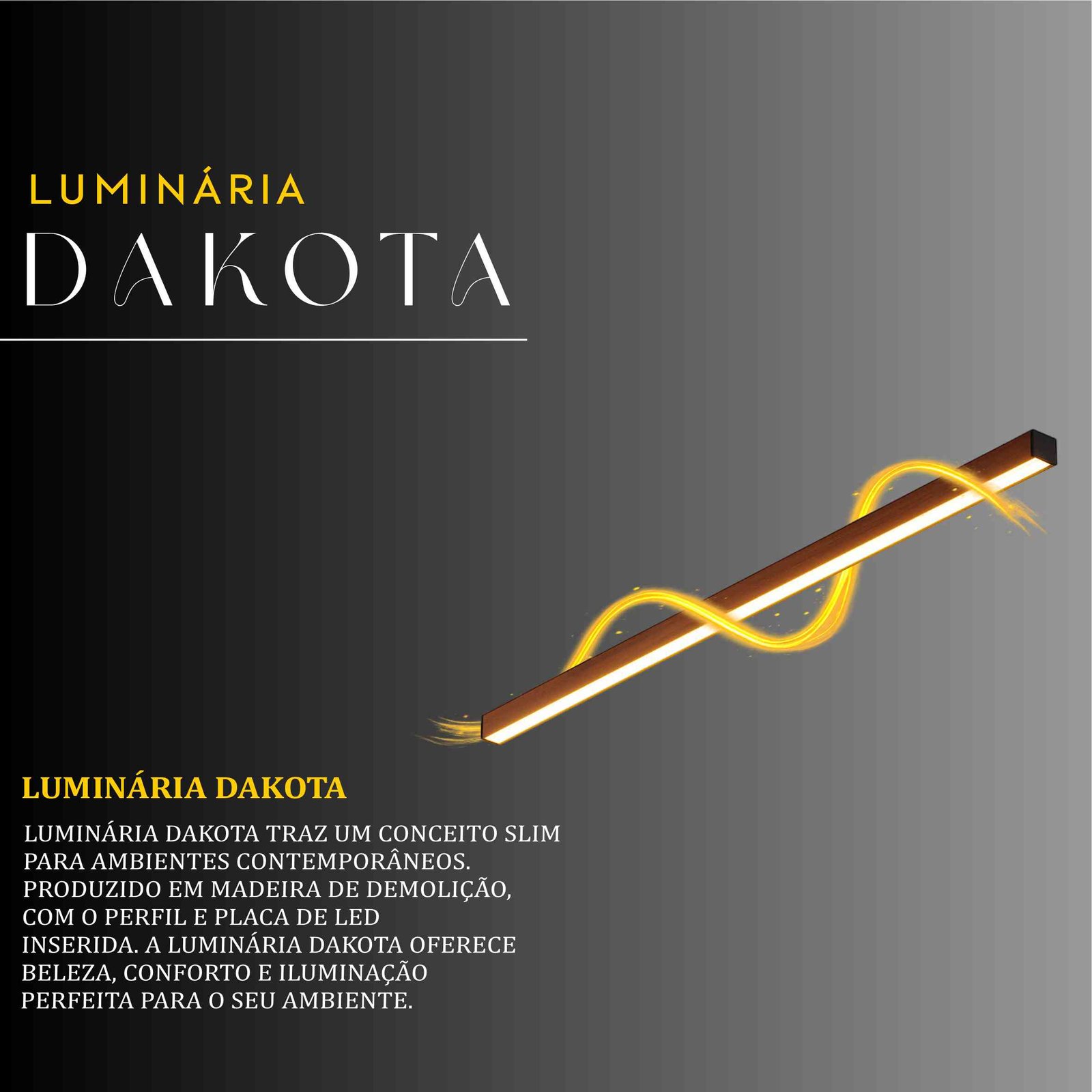 Luminária Led Dakota 36w 4000lm Bivolt de Madeira Maciça Rústica de Demolição