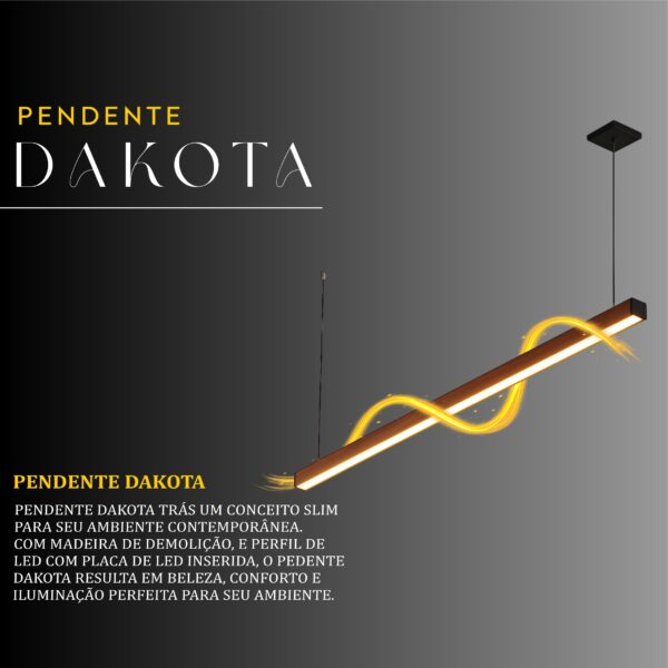 Pendente Led Dakota 36w 4000lm Bivolt de Madeira Maciça Rústica de Demolição - Imagem 2