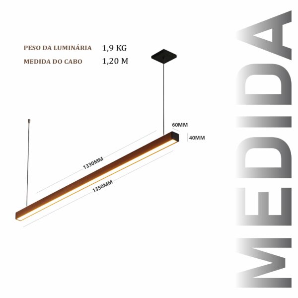 Pendente Led Dakota 36w 4000lm Bivolt de Madeira Maciça Rústica de Demolição - Imagem 3