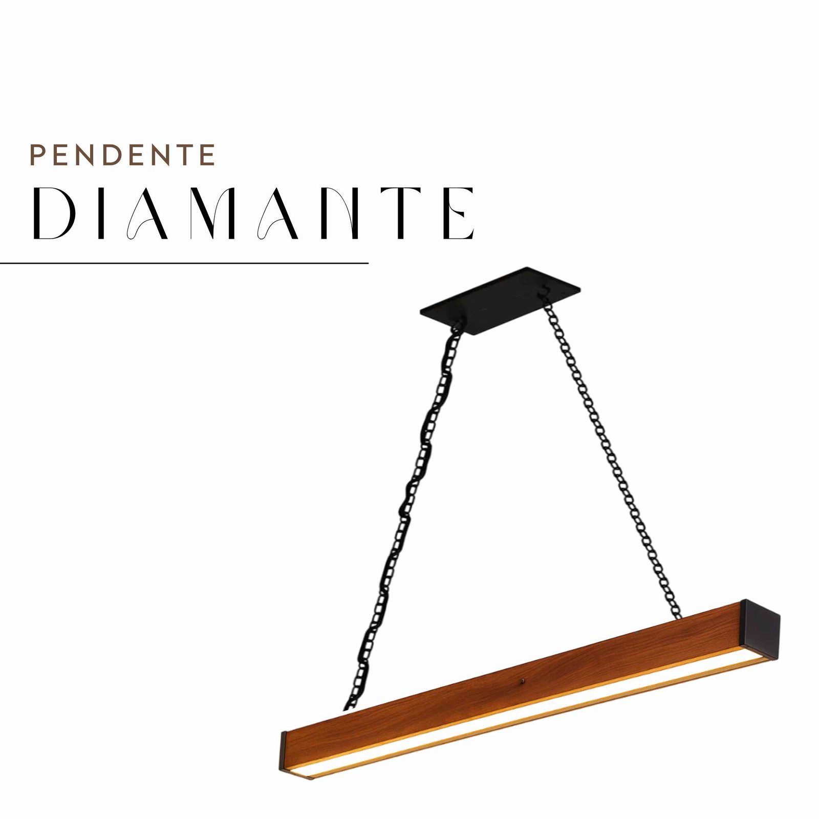 Pendente Led Diamante 36w 4000lm Bivolt de Madeira Maciça Rústica de Demolição