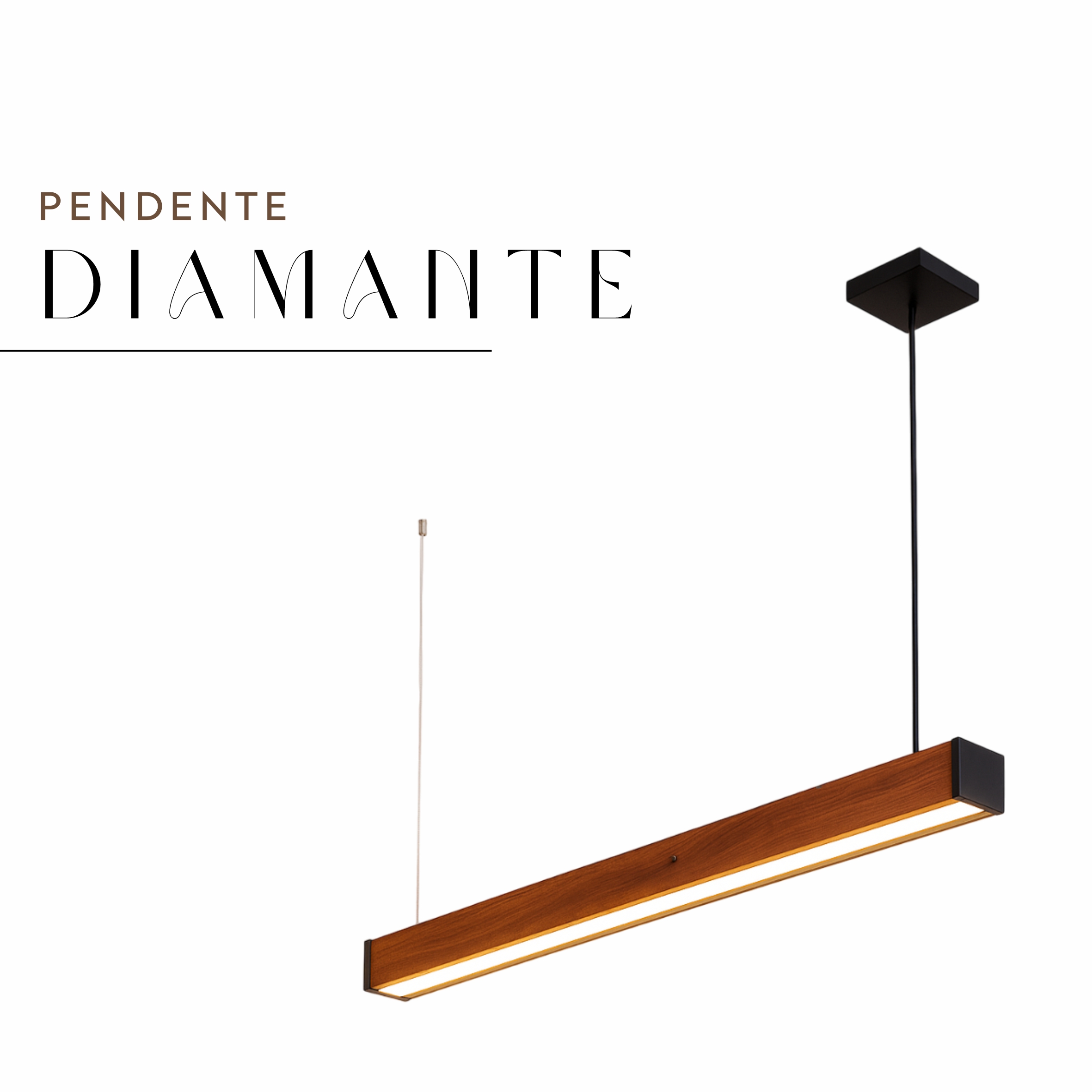 Pendente Led Diamante 36w 4000lm Bivolt de Madeira Maciça Rústica de Demolição
