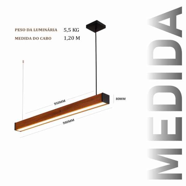 Pendente Led Diamante 36w 4000lm Bivolt de Madeira Maciça Rústica de Demolição - Imagem 3