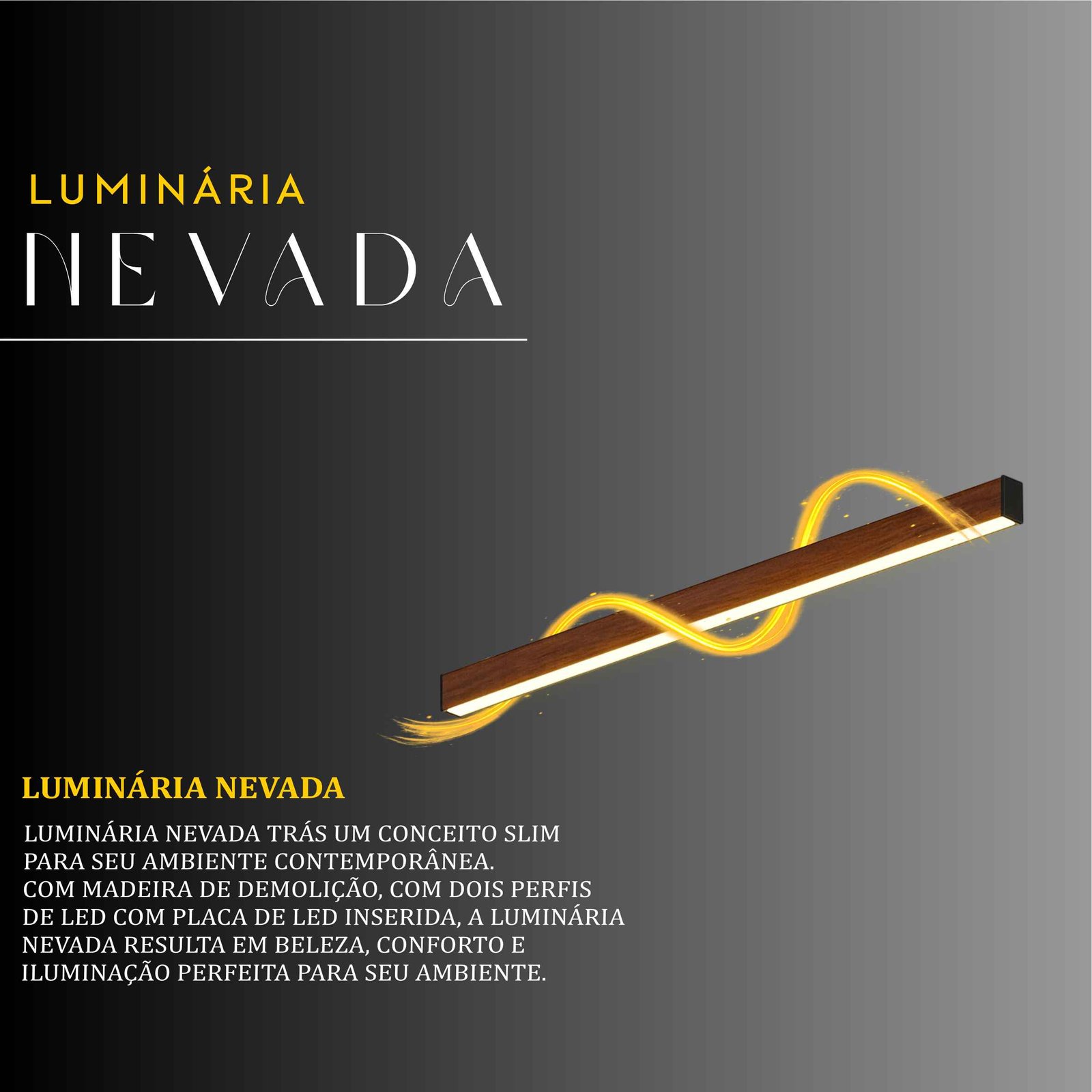 Luminária Led Nevada 36w 4000lm Bivolt de Madeira Maciça Rústica de Demolição