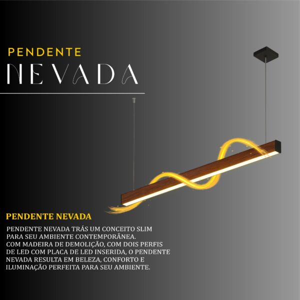 Pendente Led Nevada 36w 4000lm Bivolt de Madeira Maciça Rústica de Demolição - Imagem 2