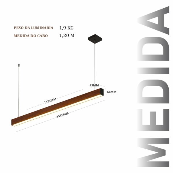Pendente Led Nevada 36w 4000lm Bivolt de Madeira Maciça Rústica de Demolição - Imagem 3