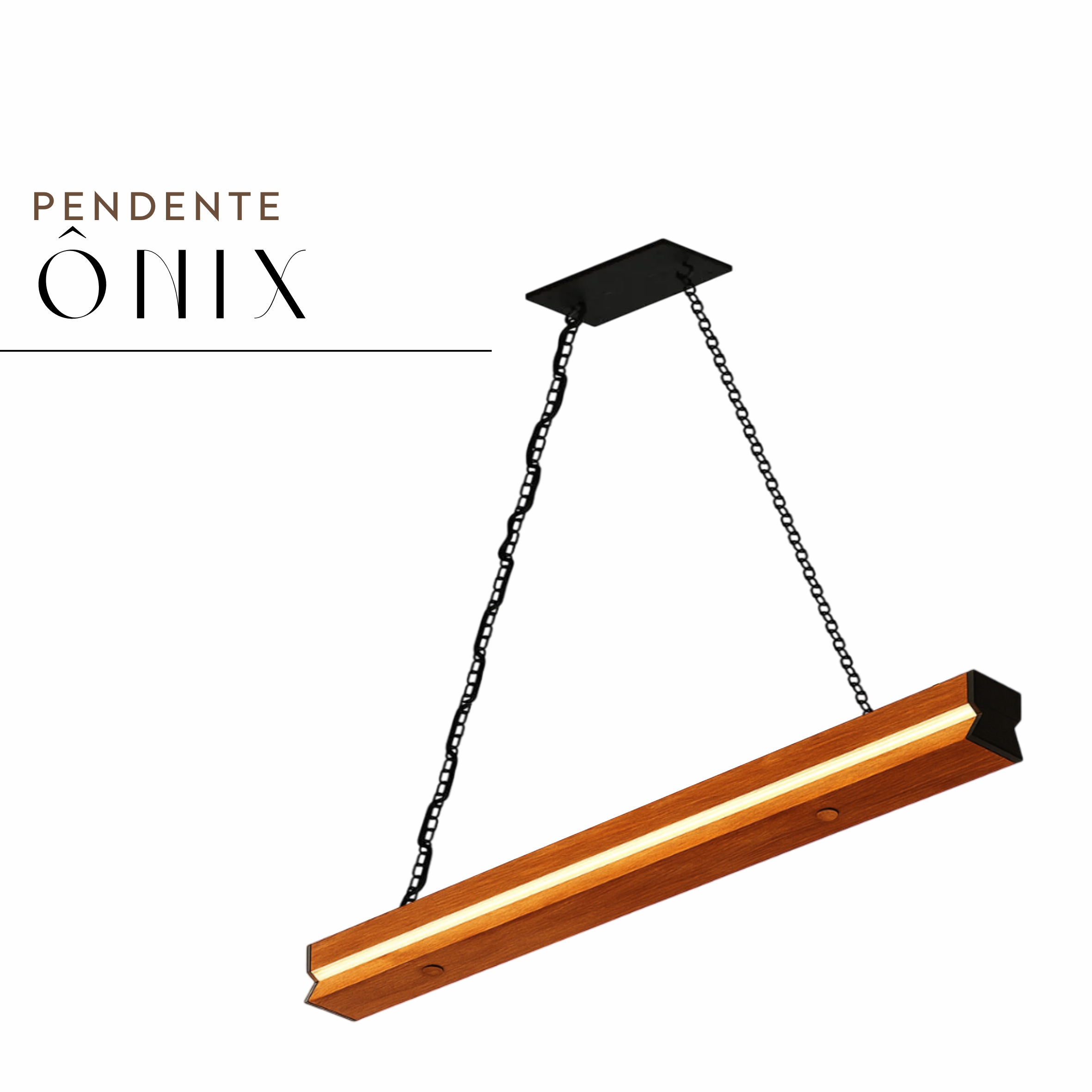 Pendente Led Ônix Corrente 36w 4000lm Bivolt de Madeira Maciça Rústica de Demolição