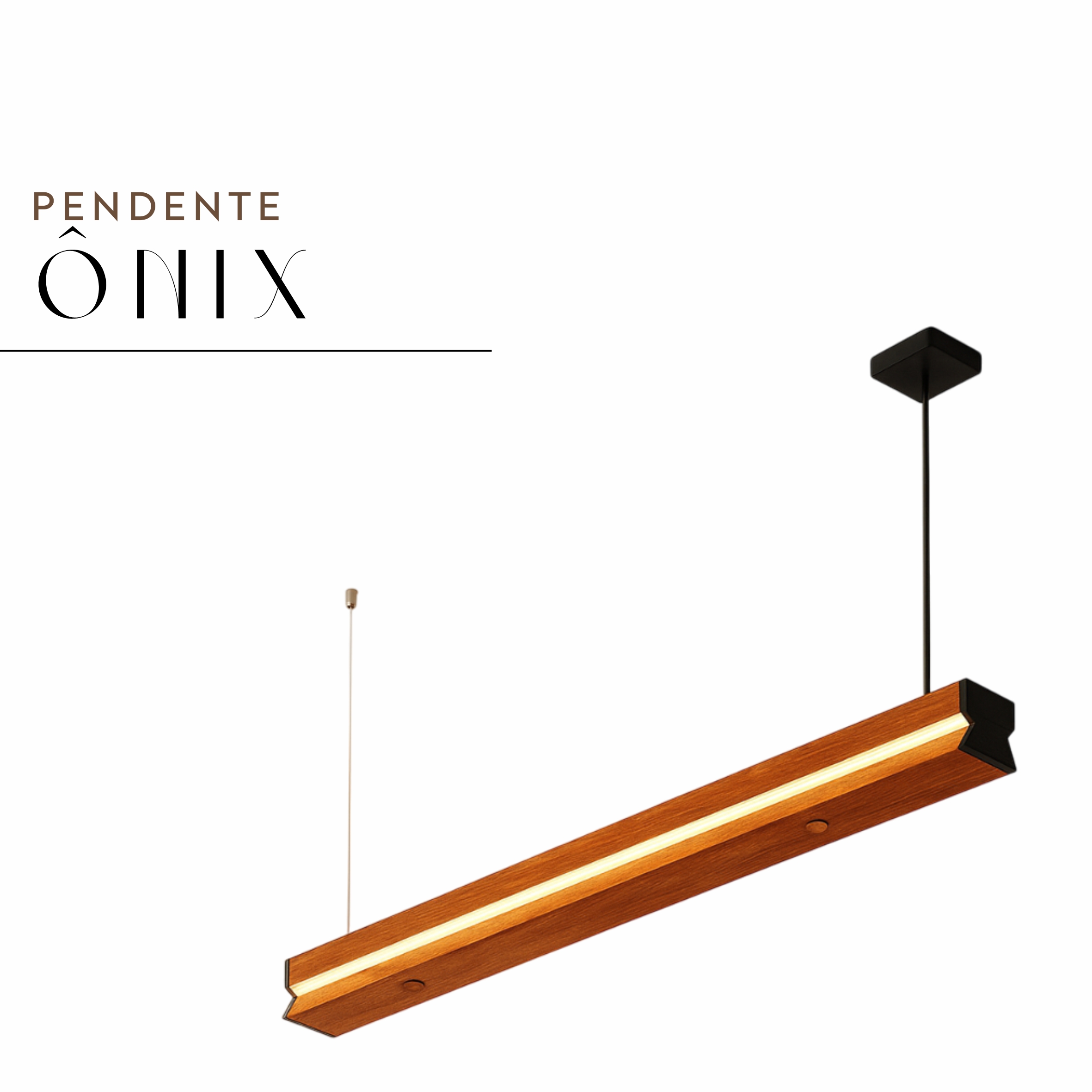 Pendente Led Ônix 36w 4000lm Bivolt de Madeira Maciça Rústica de Demolição