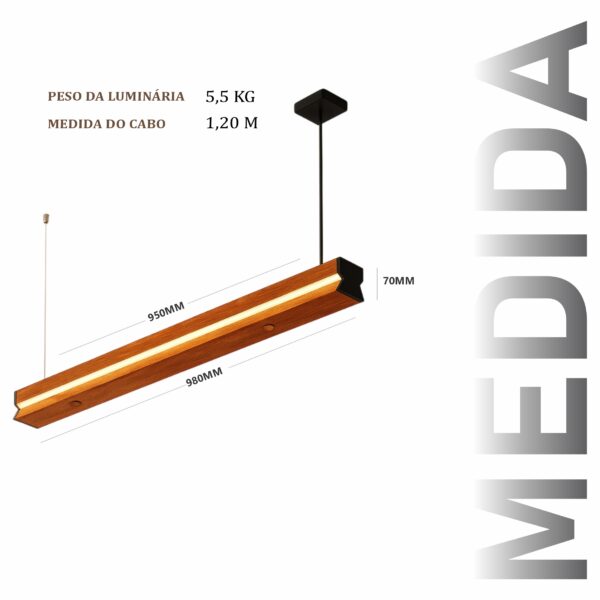Pendente Led Ônix 36w 4000lm Bivolt de Madeira Maciça Rústica de Demolição - Imagem 3