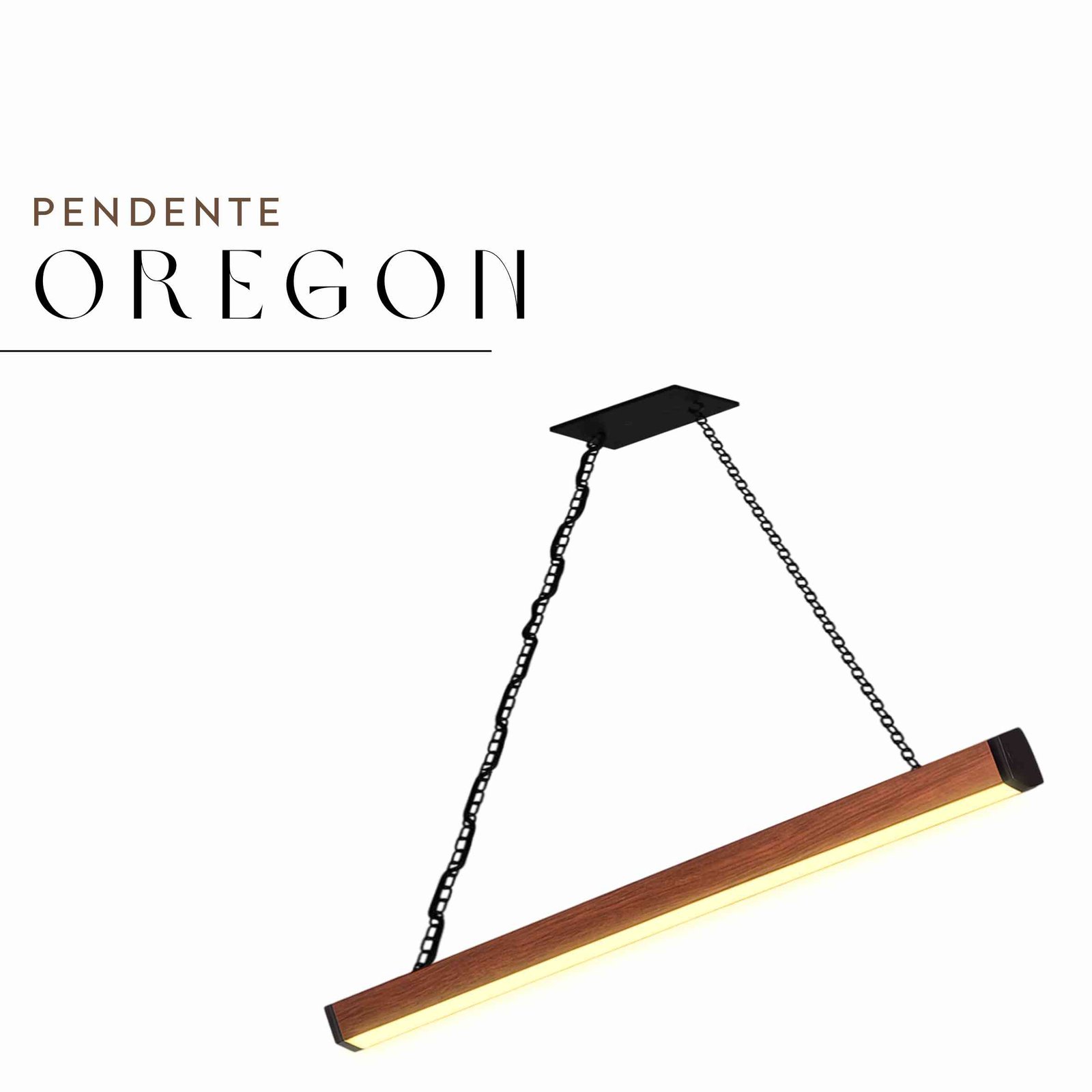 Pendente Led Oregon Corrente 36w 4000lm Bivolt de Madeira Maciça Rústica de Demolição