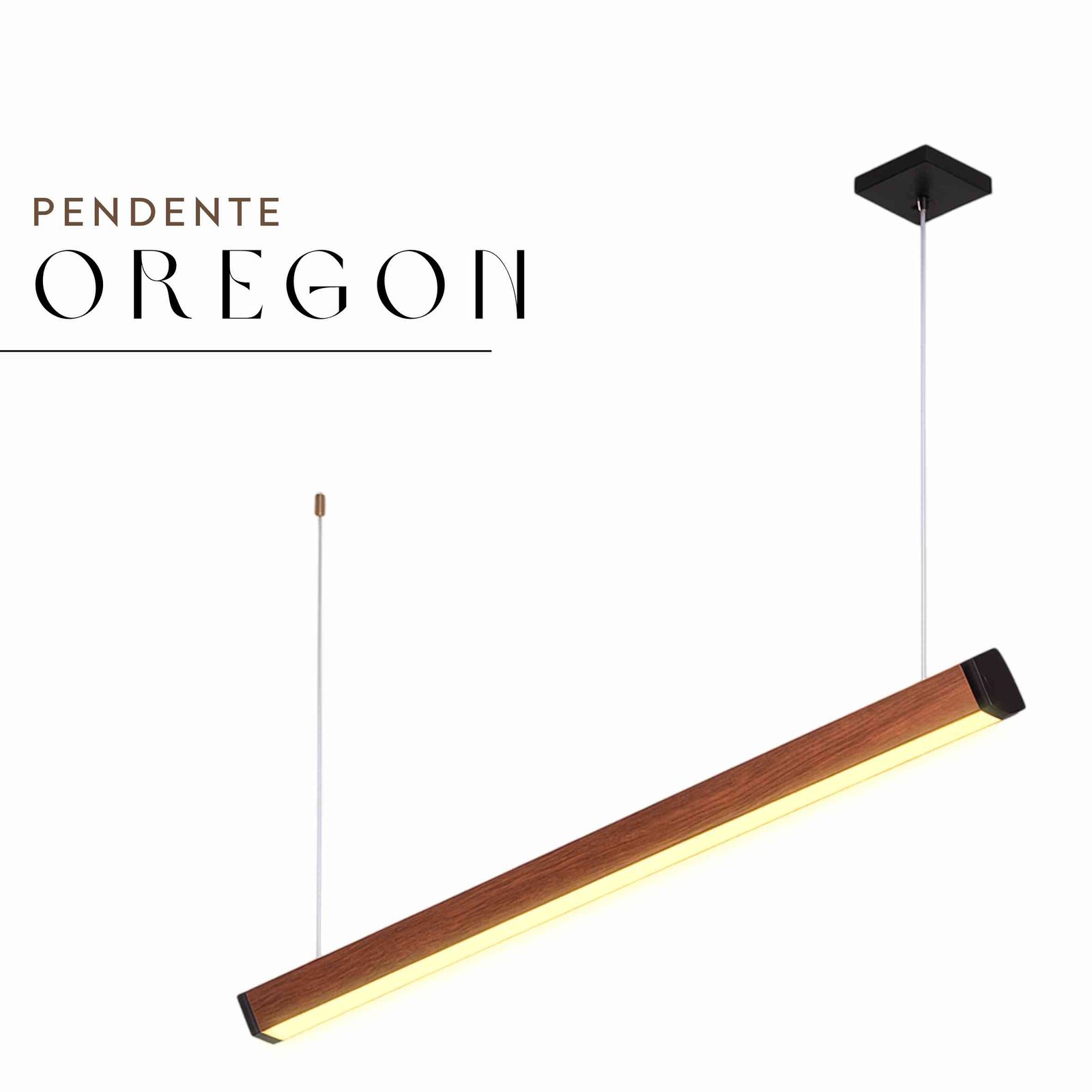Pendente Led Oregon 36w 4000lm Bivolt Madeira Maciça