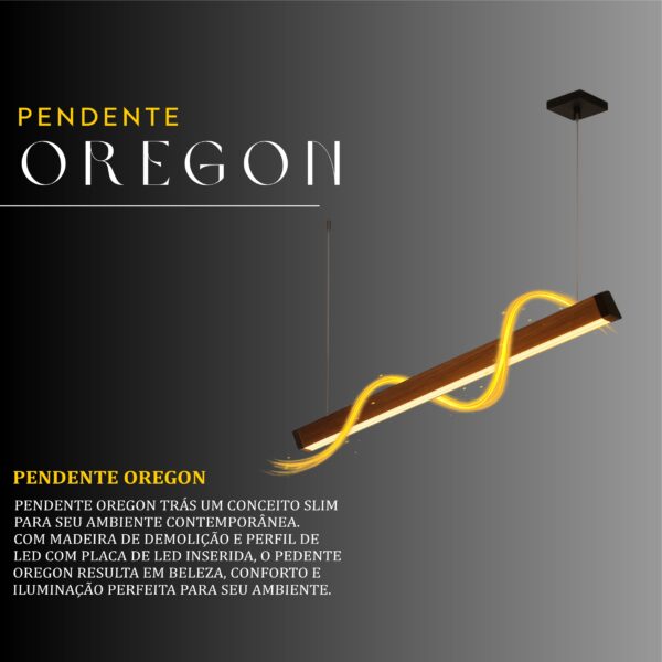 Pendente Led Oregon 36w 4000lm Bivolt Madeira Maciça - Imagem 2
