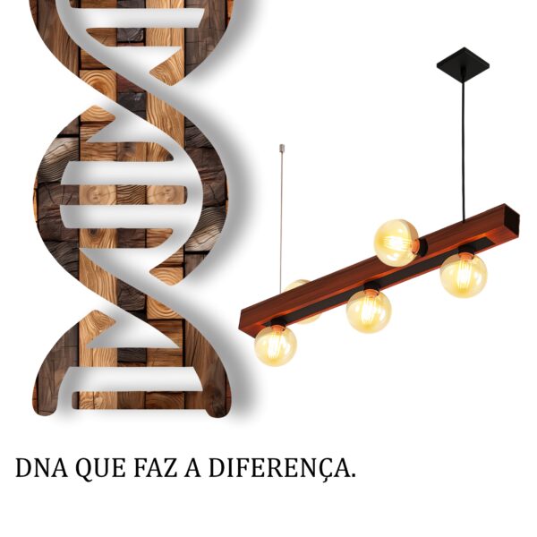 Pendente Ouro 7 Lâmpadas Rosca E27 de Madeira Maciça Rústica de Demolição - Imagem 5