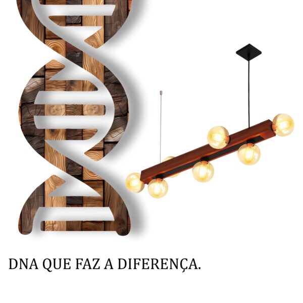 Pendente Ouro 7 Lâmpadas Rosca E27 de Madeira Maciça Rústica de Demolição - Imagem 5