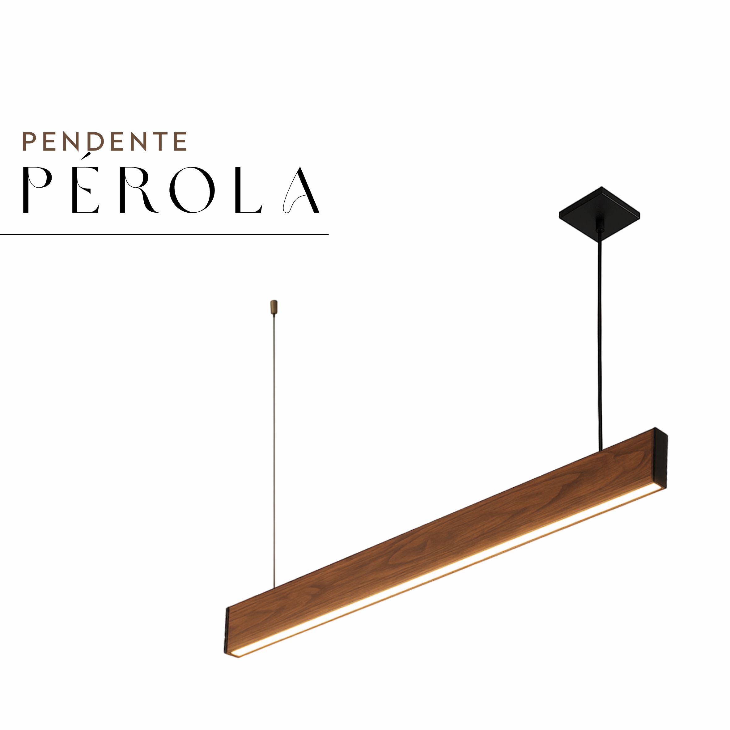 Pendente Led Pérola 24w 2400lm Bivolt de Madeira Maciça Rústica de Demolição
