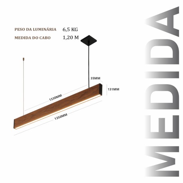 Pendente Led Pérola 24w 2400lm Bivolt de Madeira Maciça Rústica de Demolição - Imagem 5