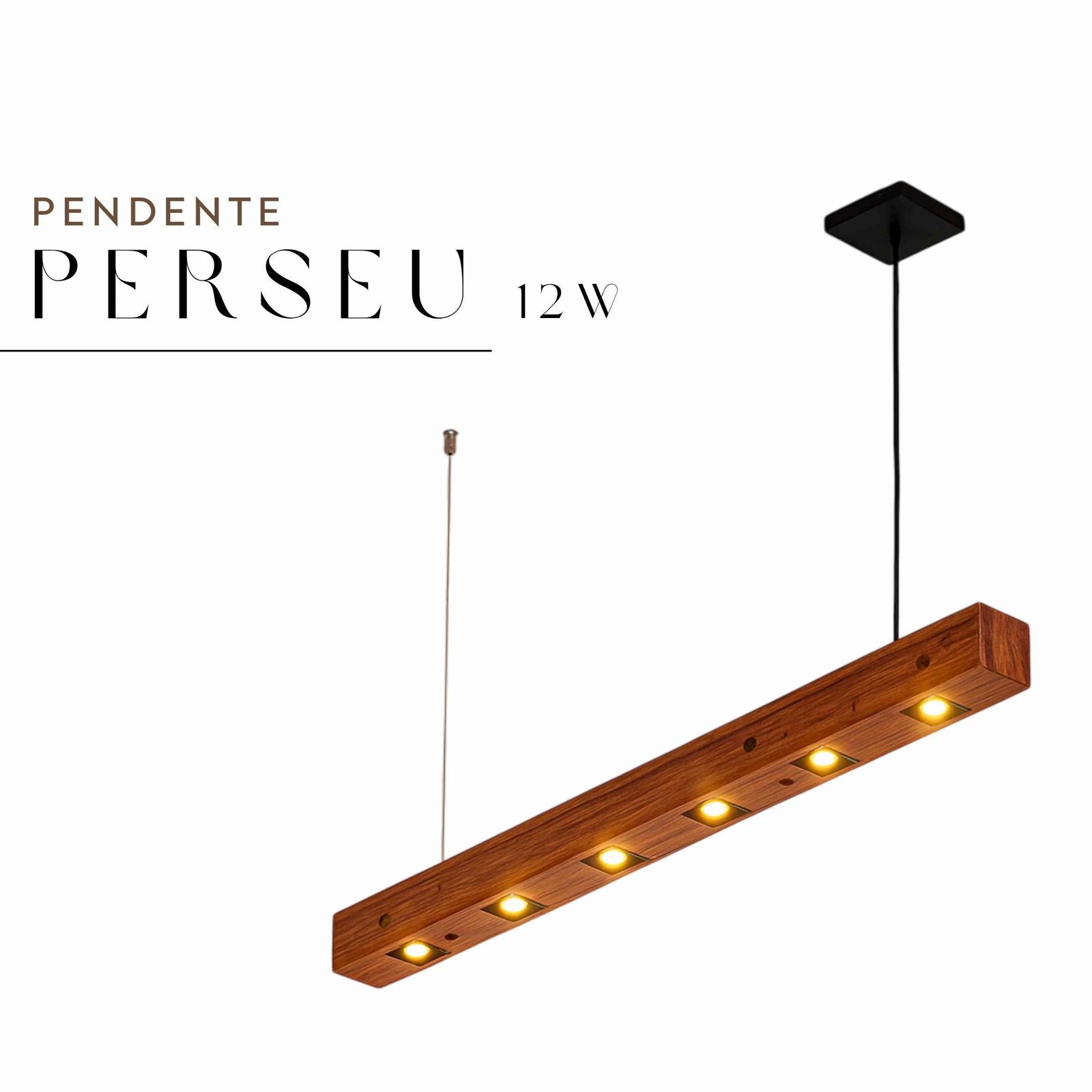 Pendente Perseu 12w Bivolt de Madeira Maciça Rústica de Demolição