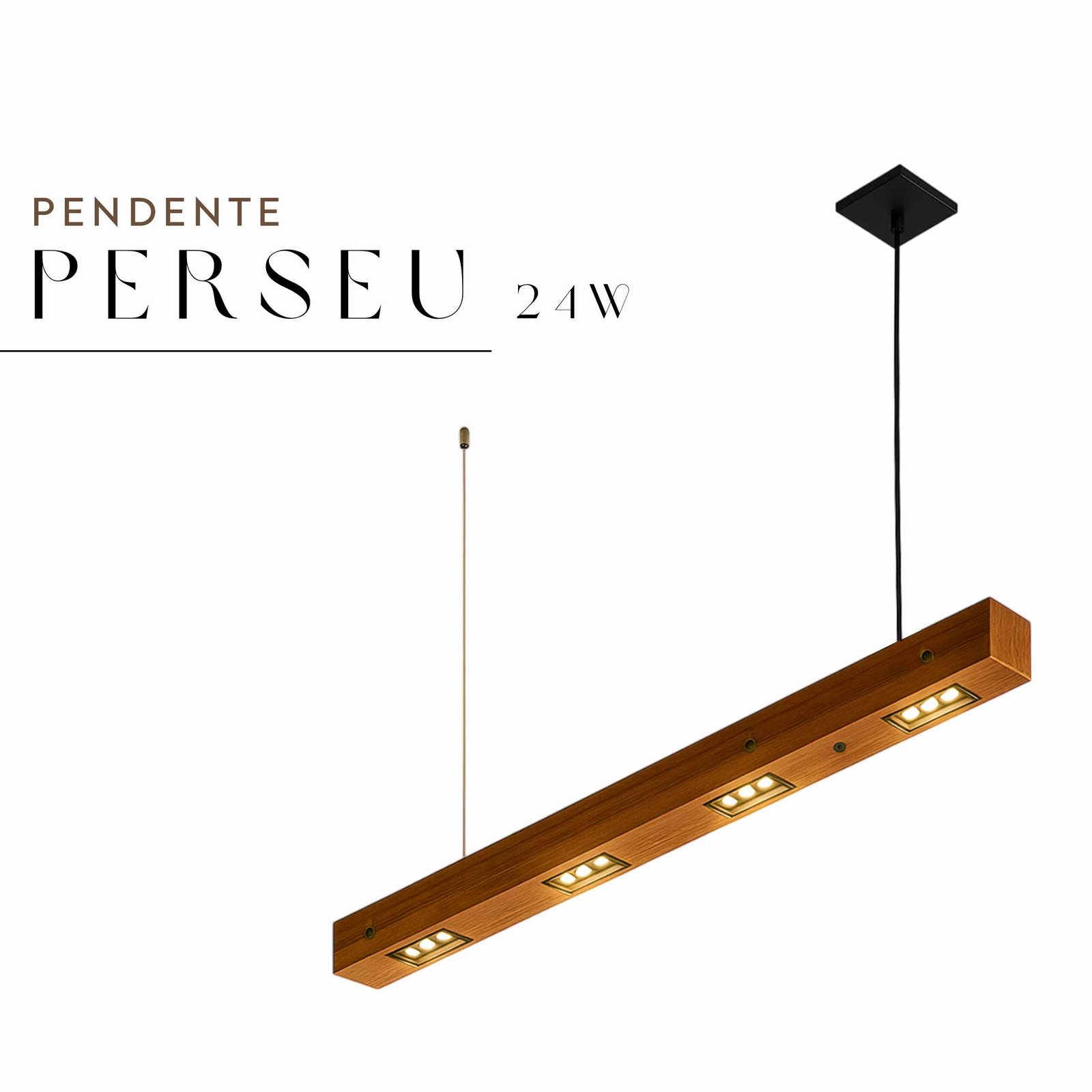 Pendente Perseu 24w Bivolt de Madeira Maciça Rústica de Demolição