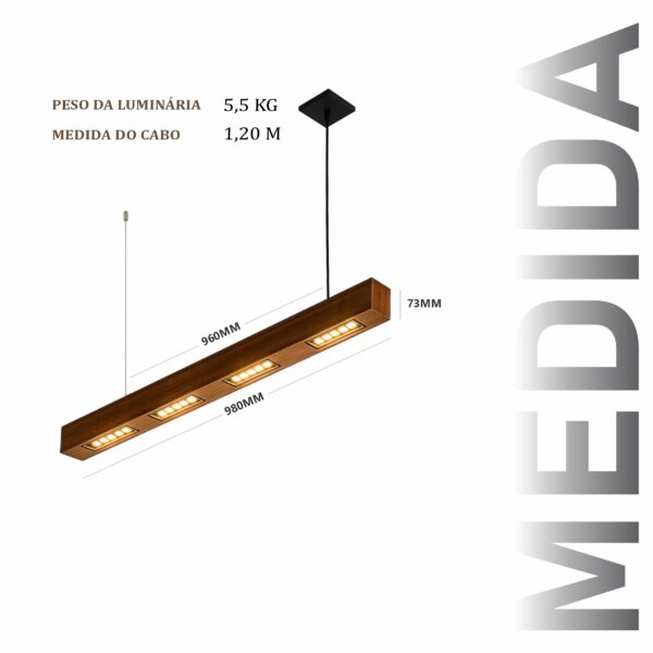 Pendente Perseu 40w Bivolt de Madeira Maciça Rústica de Demolição - Imagem 3