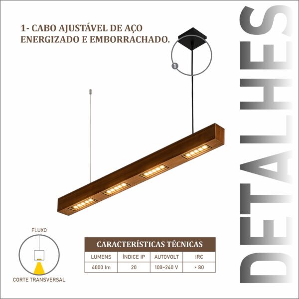Pendente Perseu 40w Bivolt de Madeira Maciça Rústica de Demolição - Imagem 4