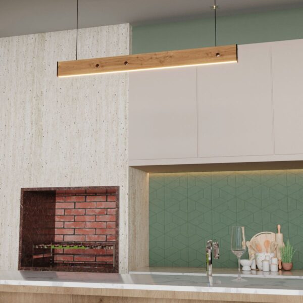 Pendente Led Quartzo 18w 2000lm Bivolt de Madeira Maciça Rústica de Demolição - Imagem 6