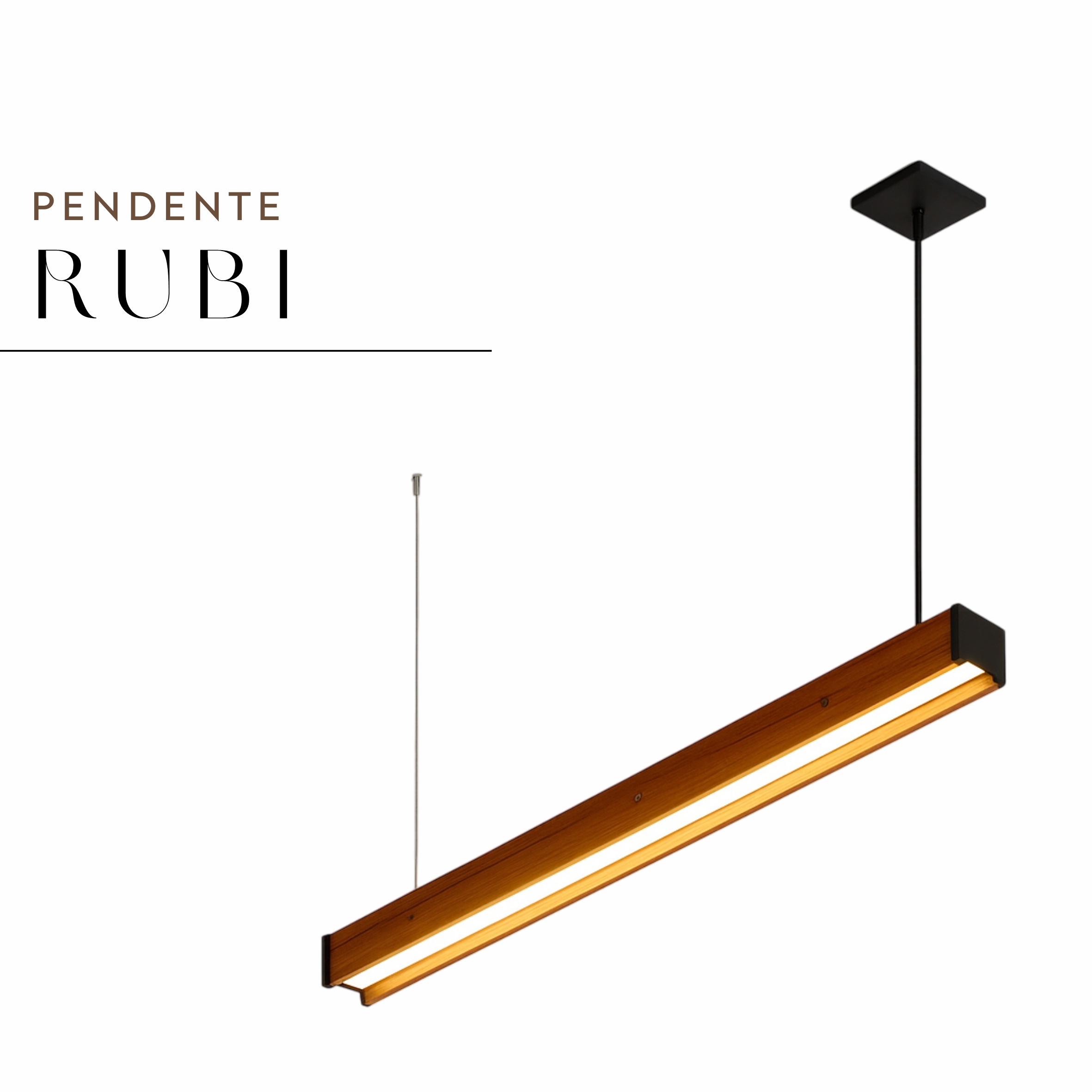 Pendente Led Rubi 36w 4000lm Bivolt de Madeira Maciça Rústica de Demolição