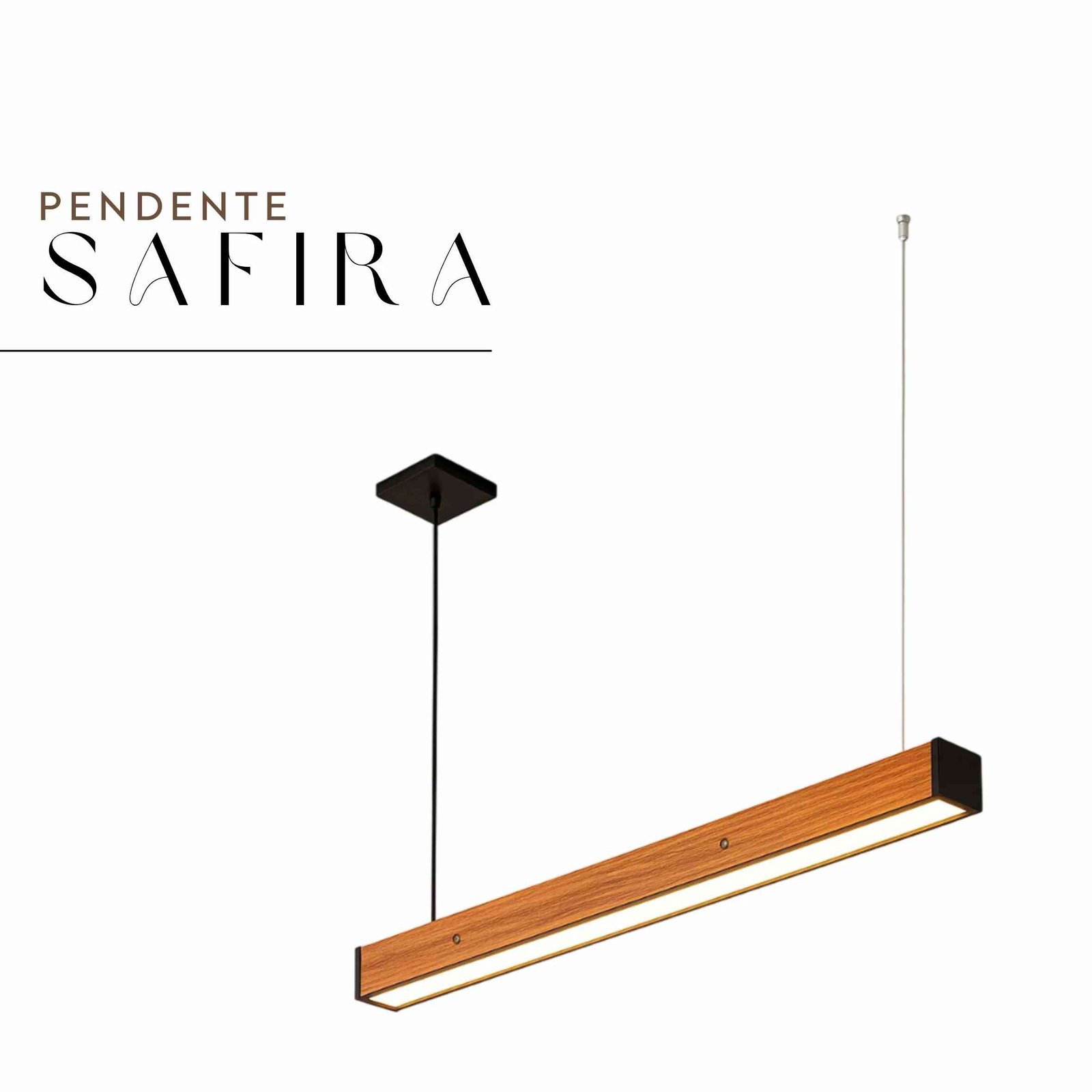 Pendente Led Safira 36w 4000lm Bivolt de Madeira Maciça Rústica de Demolição