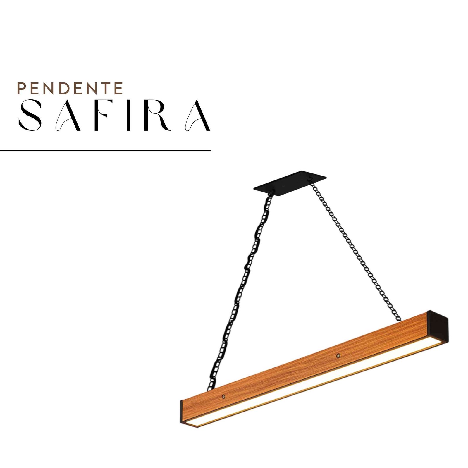 Pendente Led Safira 36w 4000lm Bivolt de Madeira Maciça Rústica de Demolição