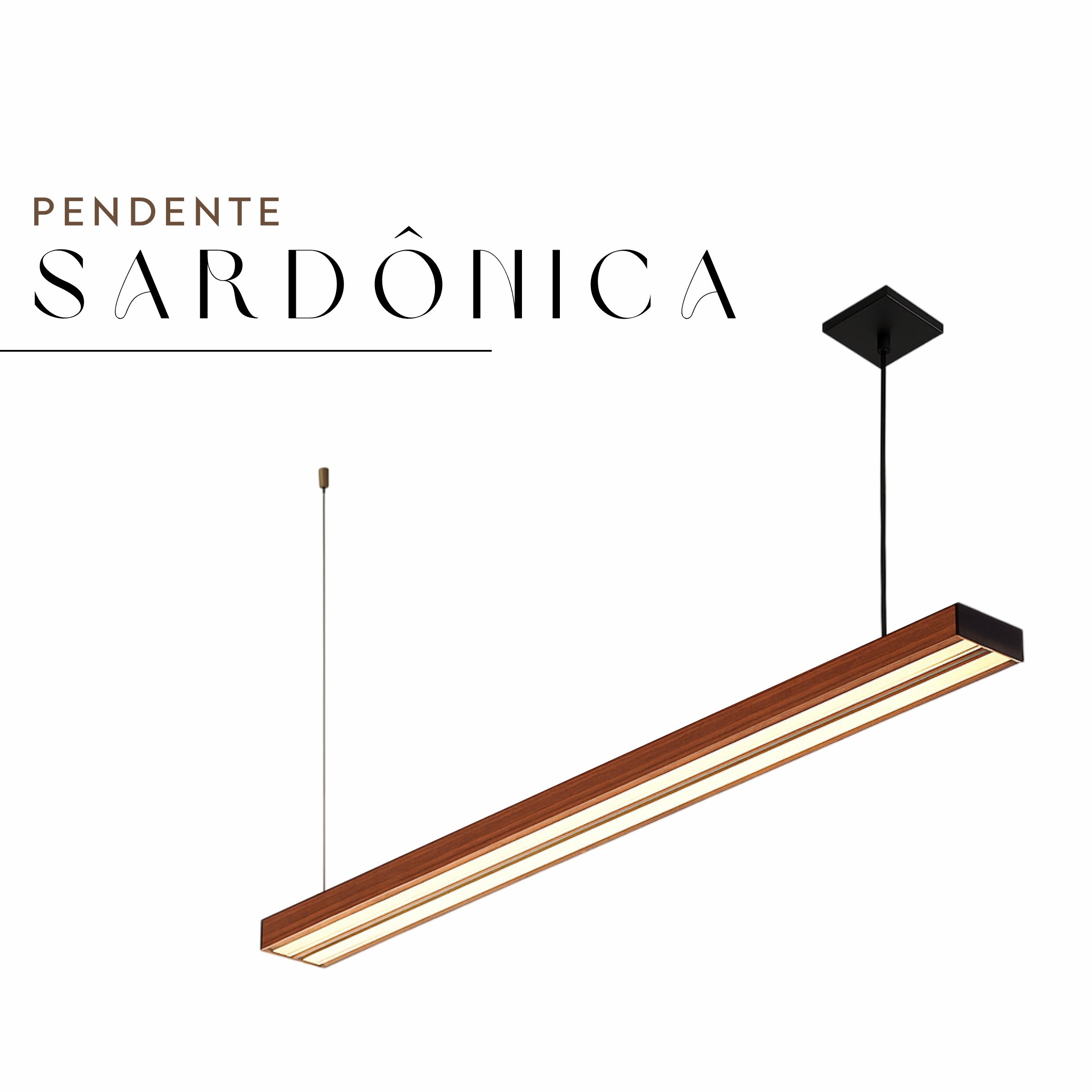 Pendente Led Sardonica 36w 4000lm Bivolt de Madeira Maciça Rústica de Demolição