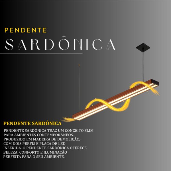 Pendente Led Sardonica 36w 4000lm Bivolt de Madeira Maciça Rústica de Demolição - Imagem 2