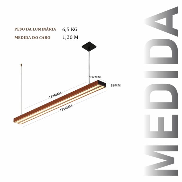 Pendente Led Sardonica 36w 4000lm Bivolt de Madeira Maciça Rústica de Demolição - Imagem 3