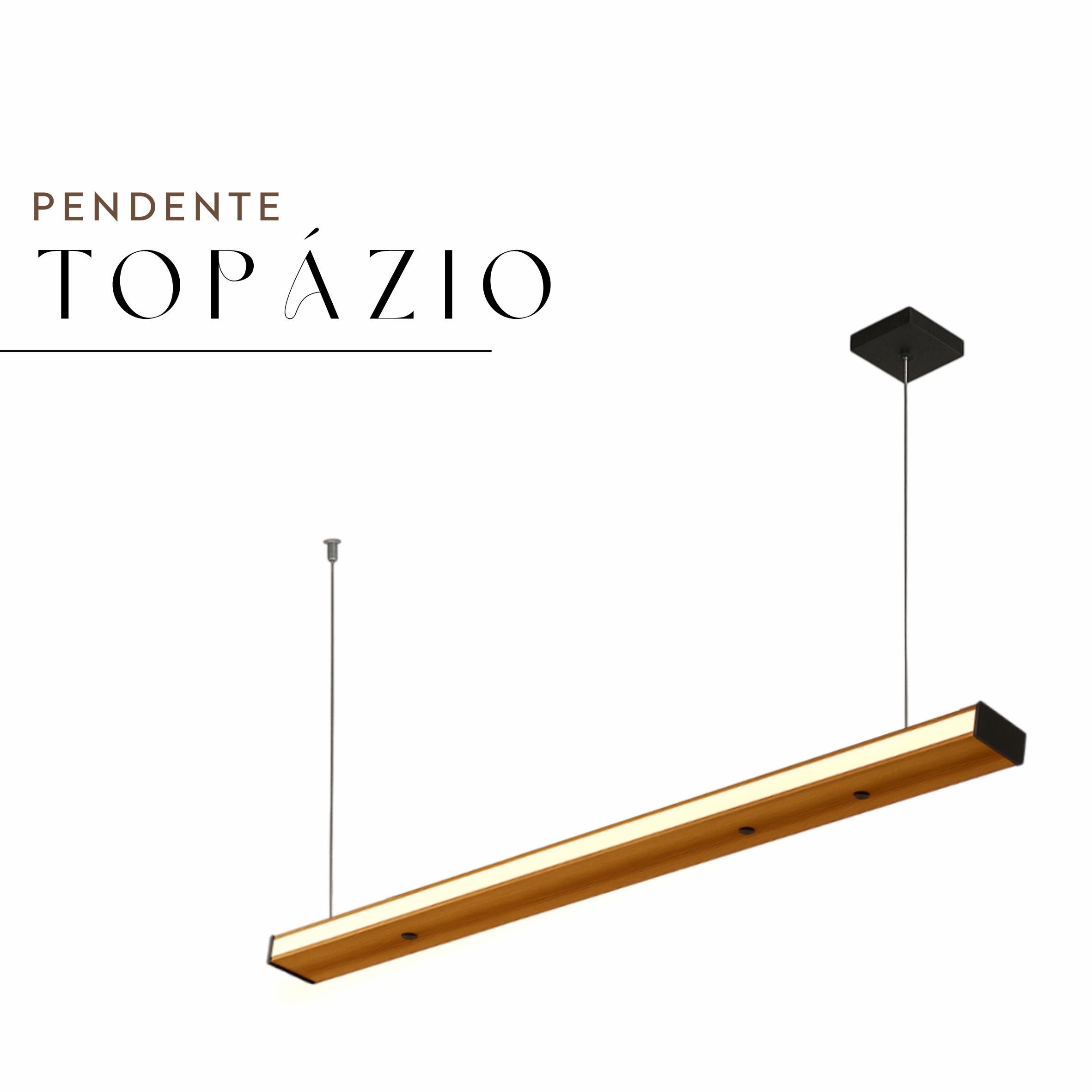 Pendente Led Topázio 36w 4000lm Bivolt Madeira Maciça