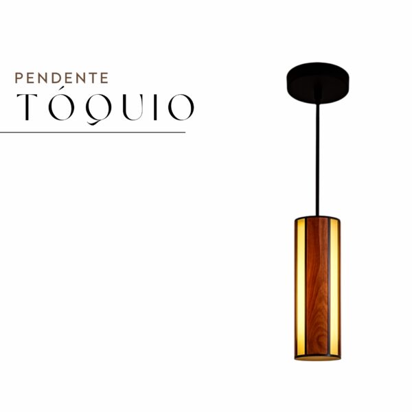Pendente Led Tóquio 18w 2000lm Bivolt de Madeira Maciça Rústica de Demolição